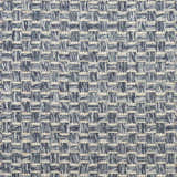 Close-up of the Nourison Tulum Denim Outdoor Area Rug featuring a woven denim and ivory checkered pattern.