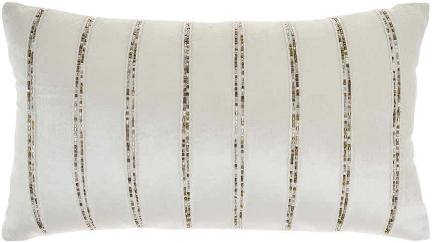 Mina Victory Sofia Beaded Stripes Ivory Indoor Throw Pillow