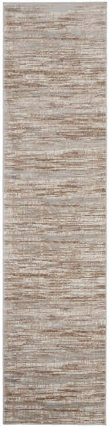 Close-up of the Nourison Elation Ivory Grey Rug, showcasing its high pile texture and modern chestnut and grey pattern.