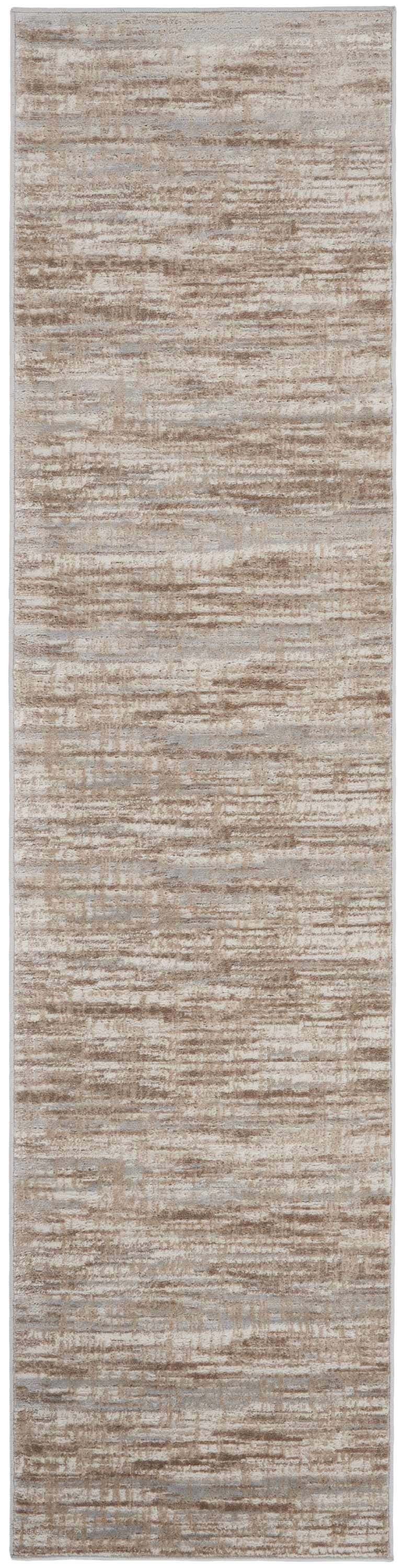 Close-up of the Nourison Elation Ivory Grey Rug, showcasing its high pile texture and modern chestnut and grey pattern.