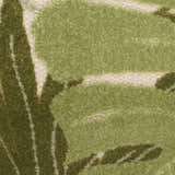 Close up of the Nourison Aloha Ivory Green Outdoor Area Rug showing the green leaf pattern.