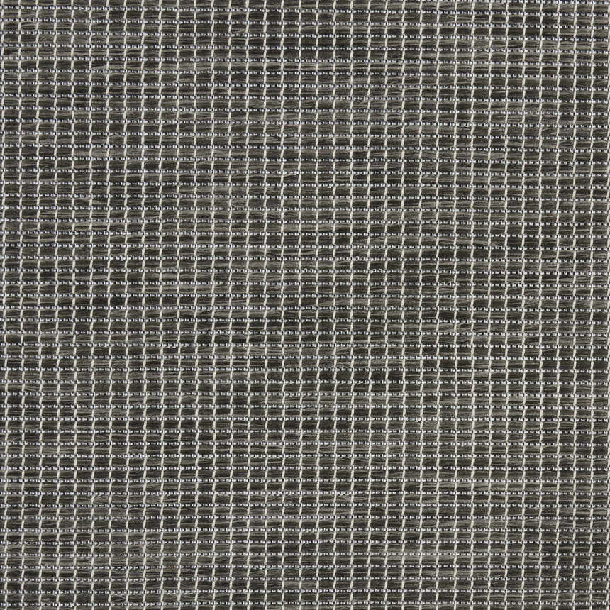 Close-up of the Nourison Positano Charcoal rug showing a woven texture with taupe and light gray threads.