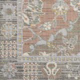 Close-up of the wool Nourison Parisa Grey Multicolor rug, featuring a farmhouse floral pattern and textured weave.