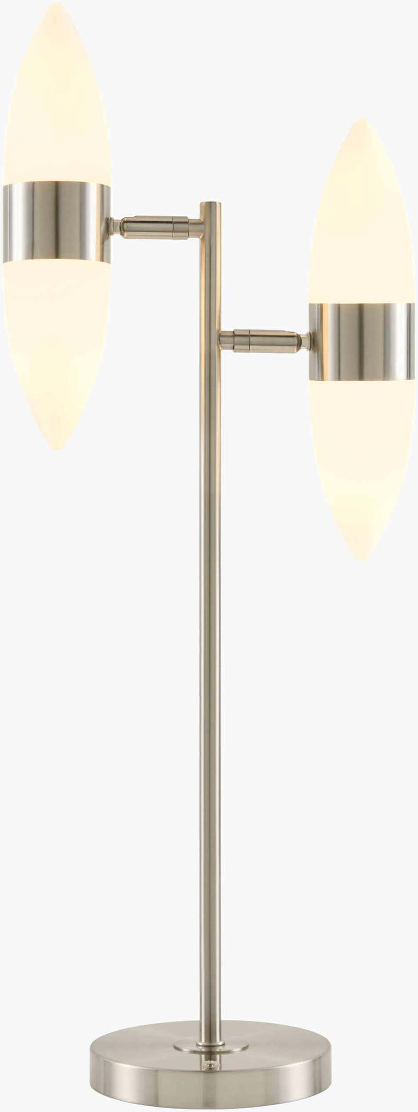 Metallic Nickel Modern Table Lamp with glass details for bedside or console tables
