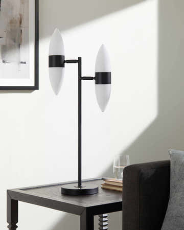 Black Modern Table Lamp with glass details for bedside or console tables