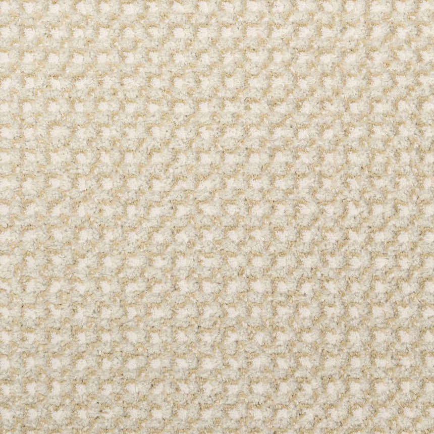 Close-up of the high pile texture of the DKNY Atlantic Avenue Beige rug with a subtle geometric pattern.