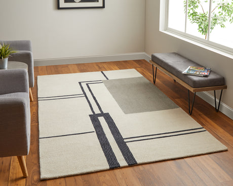 Feizy Maguire Transitional Abstract - Ivory/Gray/Black Area Rug