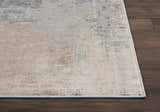 Close up of the Nourison Rustic Textures Beige Grey rug showing its abstract pattern and soft texture.