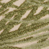Close-up of Nourison Aloha Ivory Green Outdoor Area Rug. Chestnut, green abstract pattern, machine-made texture.