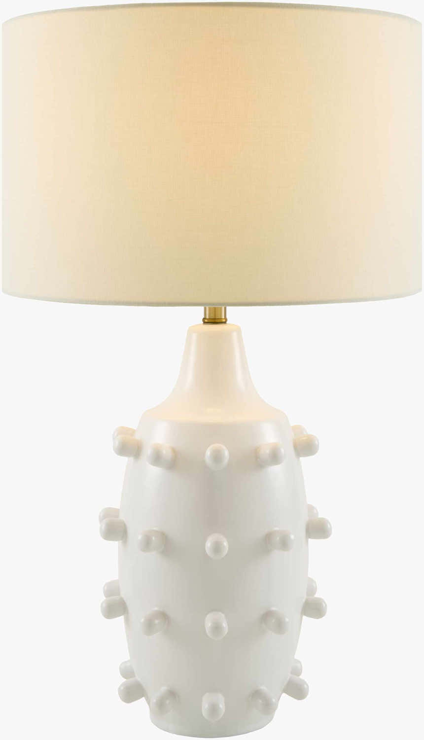 Sculpted White Ceramic Table Lamp with Linen Shade