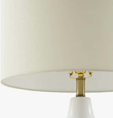 Sculpted White Ceramic Table Lamp with Linen Shade
