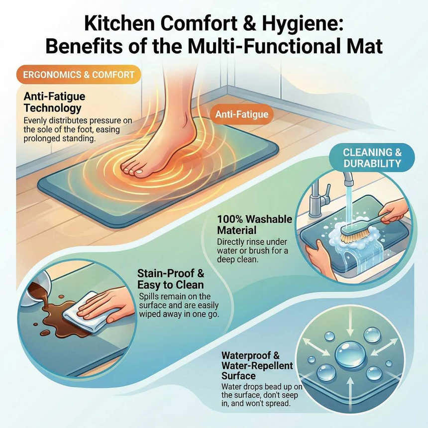 Anti-Fatigue Kitchen Mat, Black