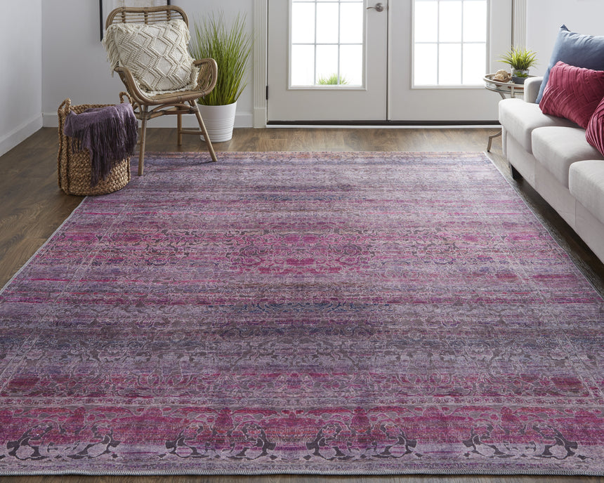 Feizy Voss Transitional Distressed - Pink/Purple Area Rug