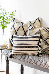 Munden Black White Striped Lumbar Pillow - Promo