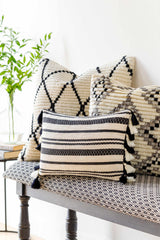 Munden Black White Striped Lumbar Pillow - Promo