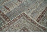 Distress Finish Tree of life Gray, Ivory, Brown and Olive Traditional Floral Hand knotted 8x10 wool Area Rug