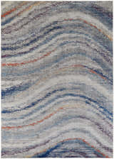 Feizy Edgemont rug with a modern abstract design in blue, gray, and orange hues. Casual style rug with a textured pattern. Design-Rectangle