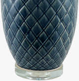 Aqua Blue Modern Table Lamp with global details for bedside or console tables