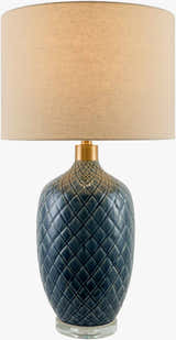 Aqua Blue Modern Table Lamp with global details for bedside or console tables