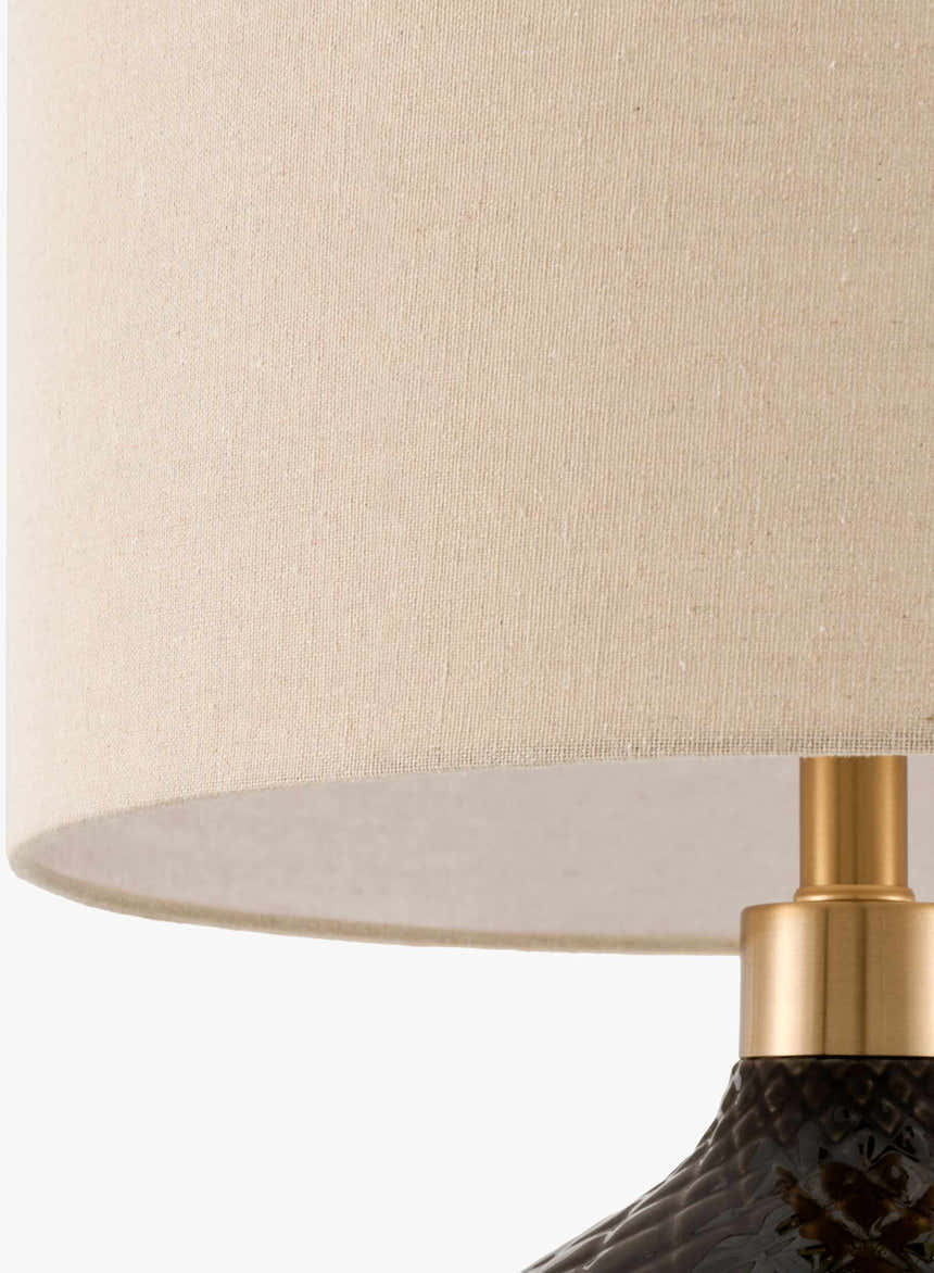 Rich Orange Modern Table Lamp with global details for bedside or console tables