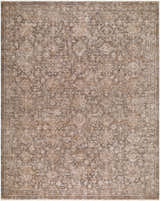 Close-up of the Finlay Fepyci Traditional Area Rug. Machine-woven polyester rug in ivory, sandstone, sepia, and taupe. Floral pattern. Design-Rectangle-71010