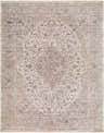 Close-up of the Lakyle Rofovy rug. Traditional floral pattern in beige, charcoal, ivory, and taupe. Machine woven texture. Design-Rectangle-71010
