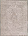 Close-up of the Lakyle Mecefo rug. Traditional design in charcoal, ivory, stone, tan, and taupe. Machine woven polyester. Design-Rectangle-71010