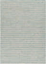 Close-up of the Greg Teal Area Rug featuring a horizontal stripe pattern in teal, gray, and natural colors. Design-Rectangle-517