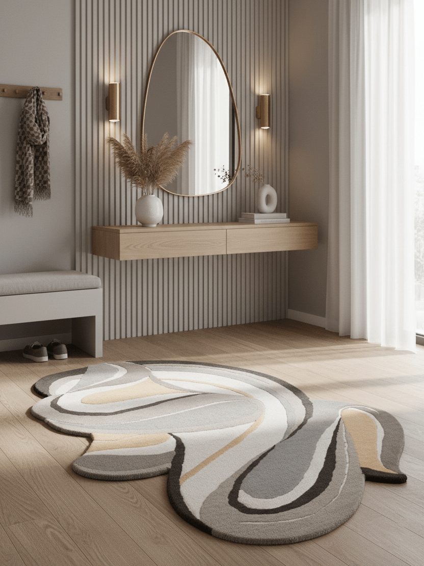 Drifted Ribbon Gray Hand Tufted 5x8 Wool Area Rug