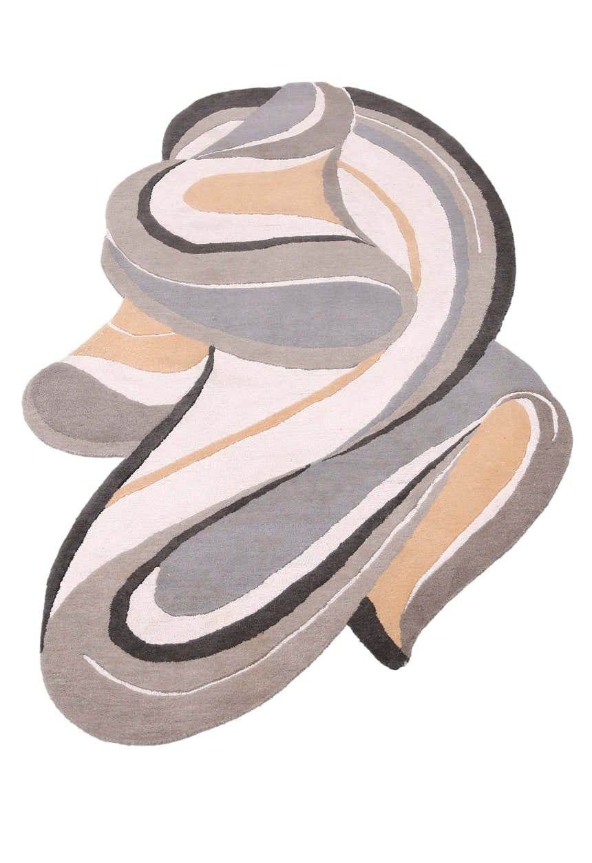 Drifted Ribbon Gray Hand Tufted 5x8 Wool Area Rug