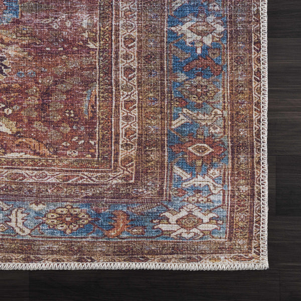 Sample Rust Baki Traditional Washable Area Rug
