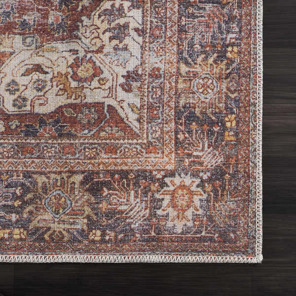 Sample Rust Elki Vintage Medallion Washable Area Rug - Clearance