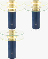 Rich Aqua Blue Modern Table Lamp with glass details for bedside or console tables