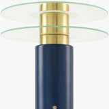 Rich Aqua Blue Modern Table Lamp with glass details for bedside or console tables