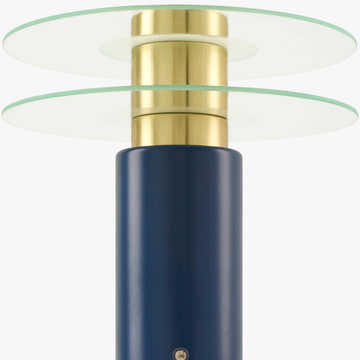 Rich Aqua Blue Modern Table Lamp with glass details for bedside or console tables