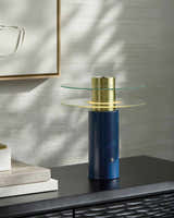Rich Aqua Blue Modern Table Lamp with glass details for bedside or console tables