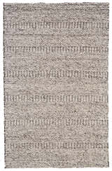 Close-up of the Feizy Berkeley rug. Hand-woven wool rug in ivory, gray, and tan with a geometric pattern. Design-Rectangle