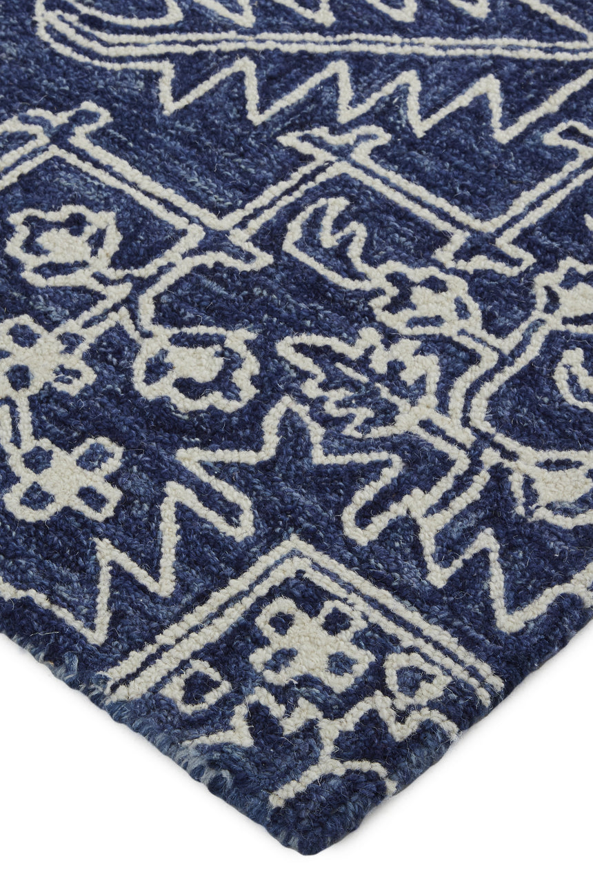 Feizy Belfort Transitional Medallion - Blue/Ivory Area Rug - Clearance