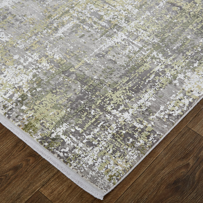 Feizy Cadiz Modern Abstract - Green/Gray/Ivory Area Rug