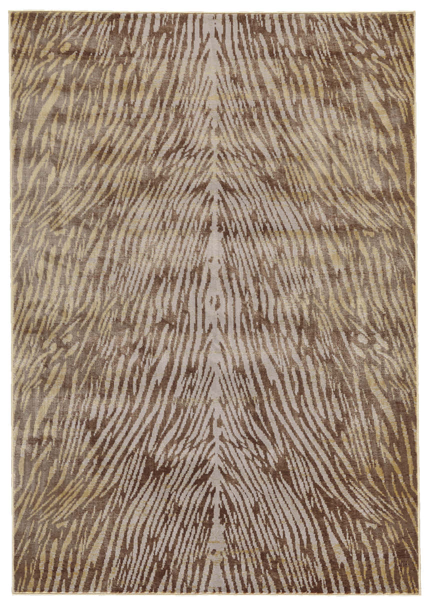 Feizy Cannes brown and tan area rug with a transitional animal print pattern. Design-Rectangle