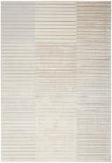 Close-up of the Nourison Splash Beige Silver rug, showcasing its modern stripe design and subtle color variations.