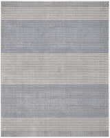 Close-up of the Calvin Klein River Flow Grey rug featuring a modern striped pattern with gray and white hues.