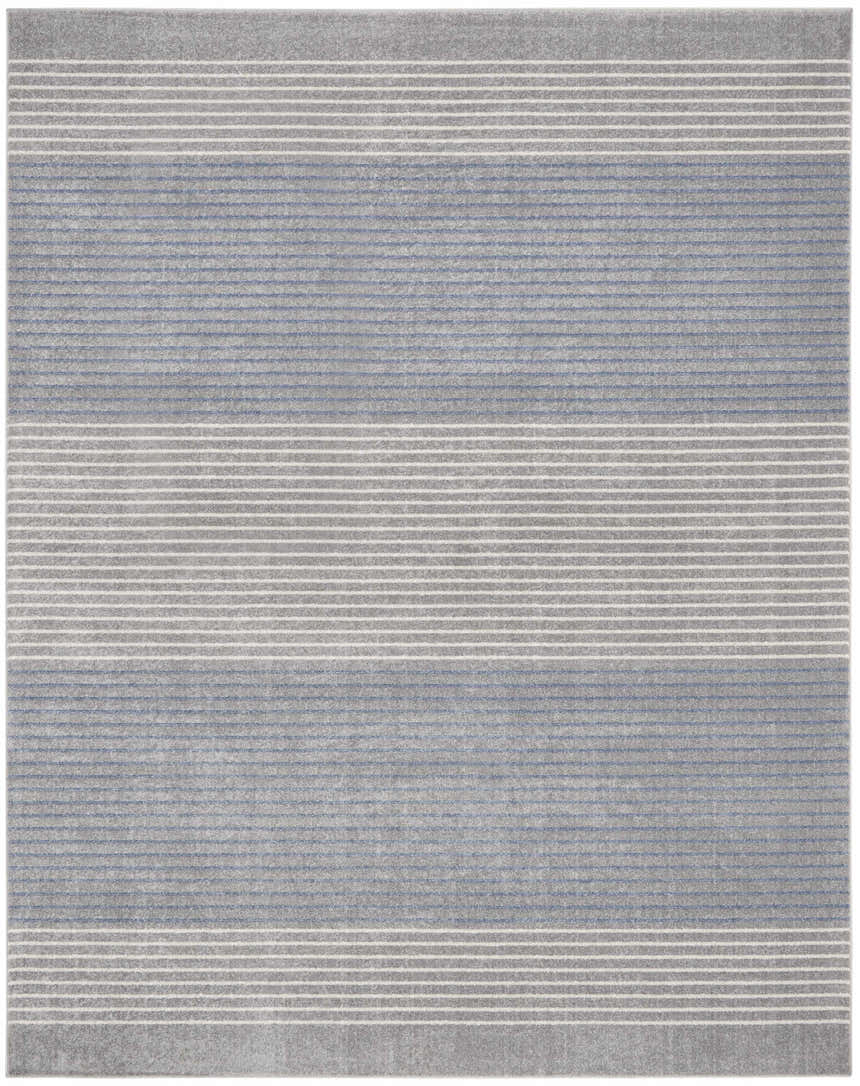 Close-up of the Calvin Klein River Flow Grey rug featuring a modern striped pattern with gray and white hues.