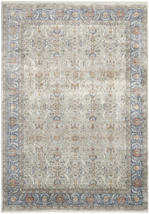 Close-up of the Nourison Starry Nights Grey Vintage Indoor Area Rug, showcasing its floral pattern and border detail.