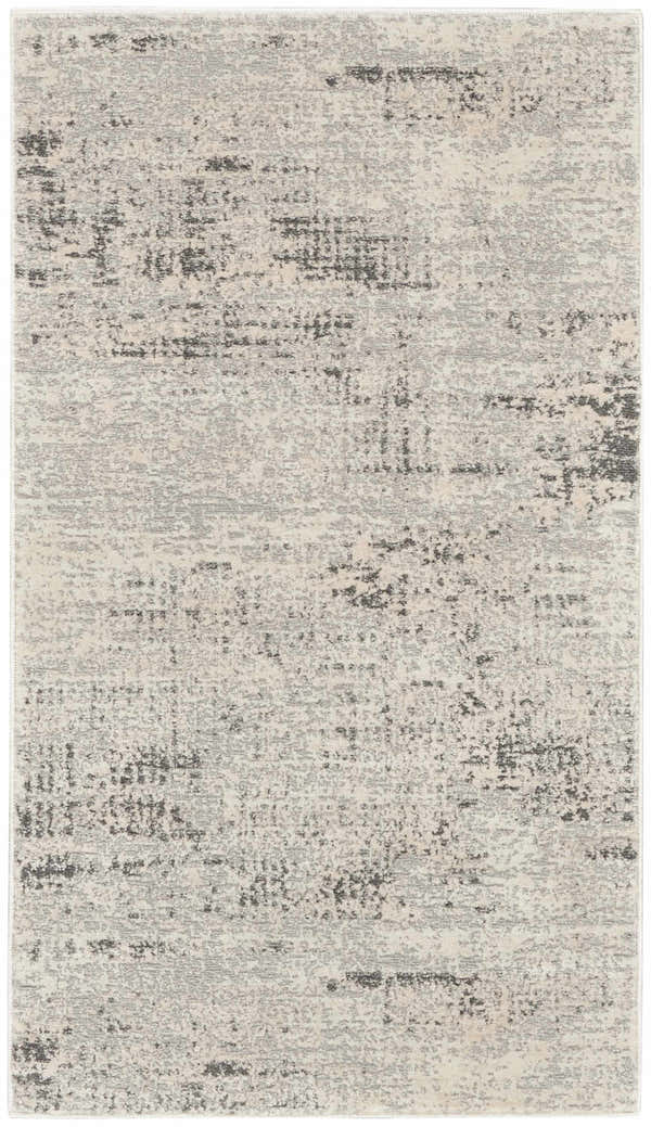 Close-up of Calvin Klein CK950 Rush Ivory Beige Rug. High pile, machine-made with chestnut, ivory, and beige abstract pattern.
