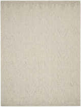 Close-up of the Nourison Interlock Ivory/Grey rug. Handmade wool rug with a modern chevron pattern.