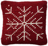 Mina Victory Holiday Pillows Loop Snowflake Red Ivory Indoor Throw Pillow