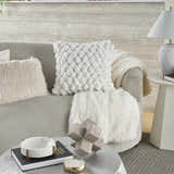Mina Victory Sofia Velvet Shimmer Poms White Indoor Throw Pillow