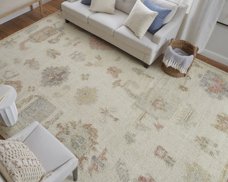 Feizy Grafton Transitional Floral & Botanical - Ivory/Orange/Gray Area Rug