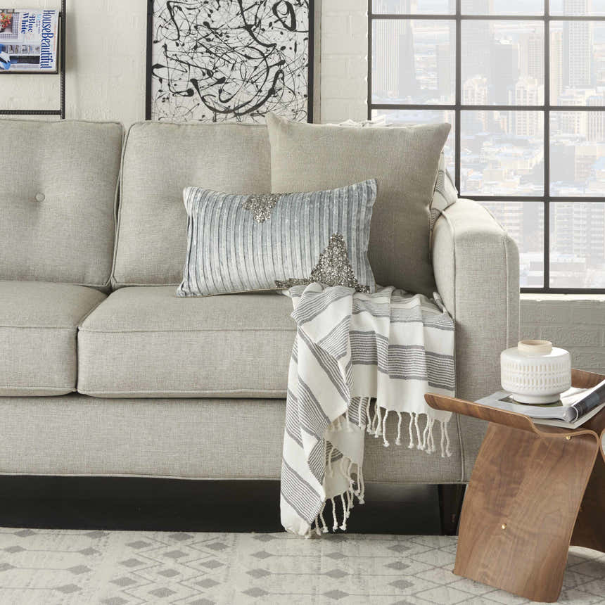 Mina Victory Sofia Beaded Pleated Velve Powder Indoor Throw Pillow - Clearance